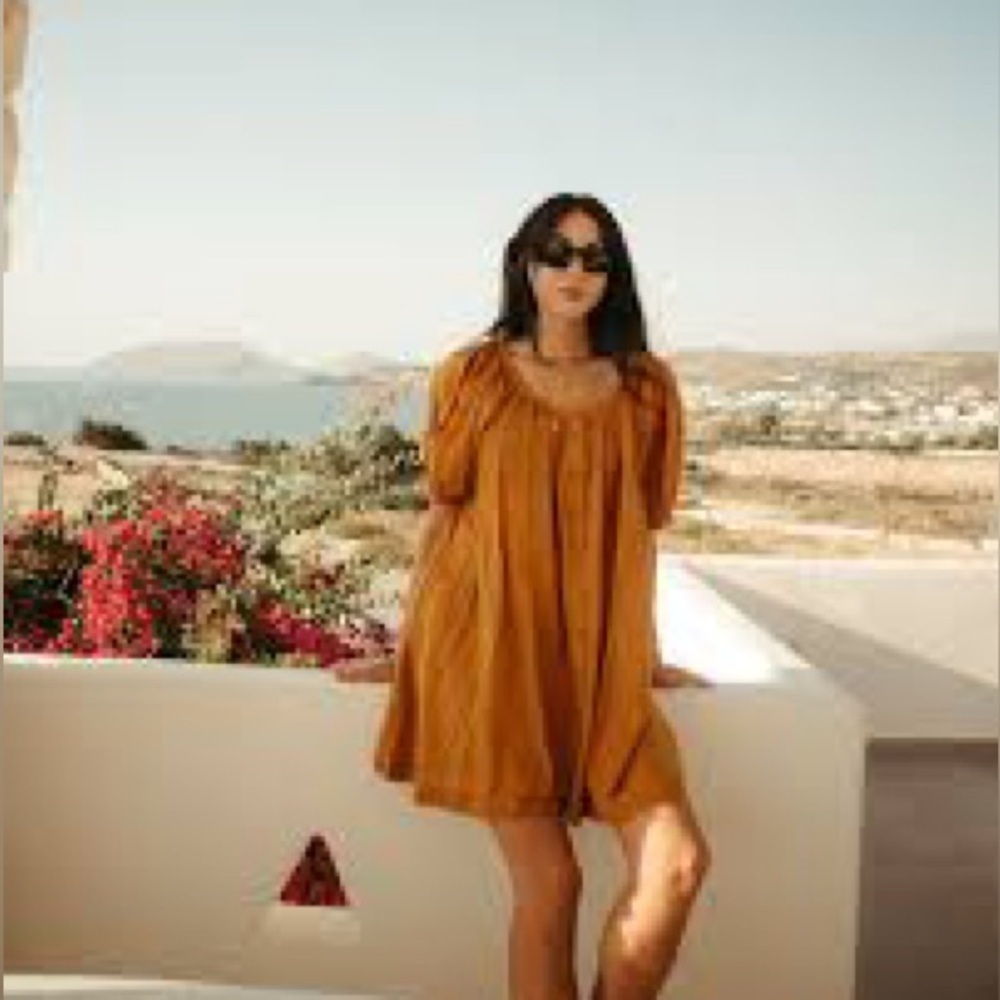 Naif Marigold Shift Dress Boho Lace Crochet Flowy Gauze Cottage-core size large